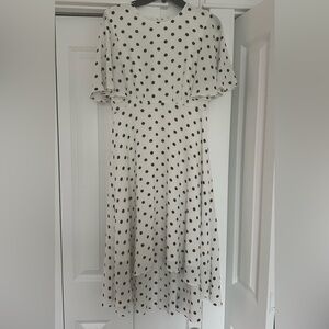 Eliza J White and Black Polka Dot High Low Dress